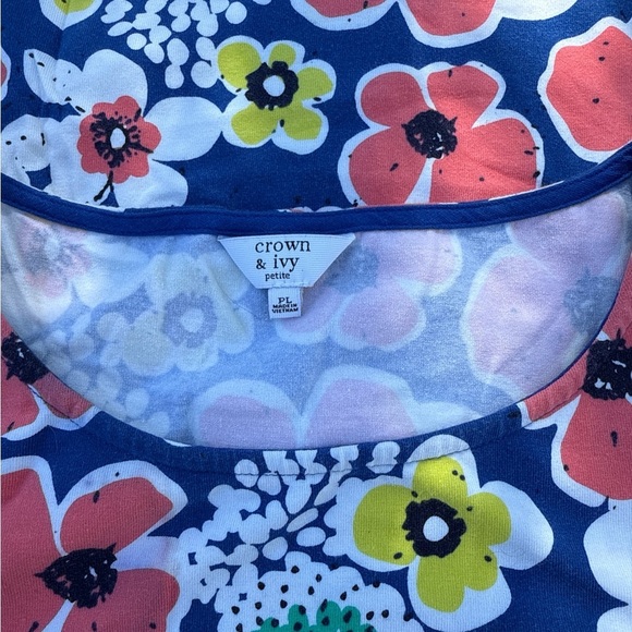 Crown & Ivy Petite Floral Print Dress with Ruffle Sleeves size PL - Picture 6 of 11